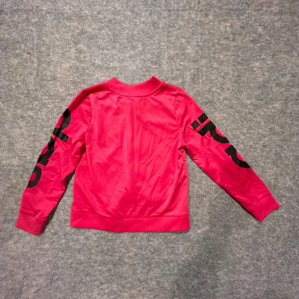 Adidas Girls Pink Track Jacket Medium 10/12 Logo Sleeve Full Zip‎ Bomber Style